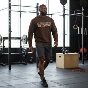 Alphalete Est 2015 Brown Graphic Crewneck Sweatshirt Mens Medium AM24-125-RI